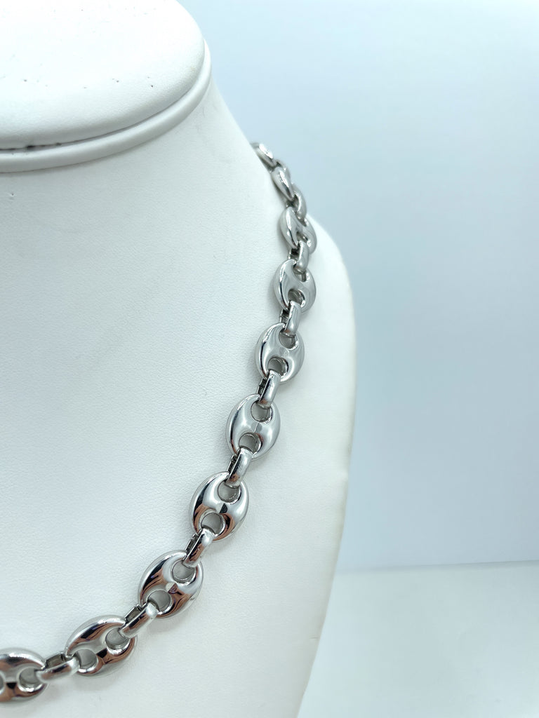 Silver Filled 11mm Puffy Mariner Style Link Chain, Necklace OR Bracelet