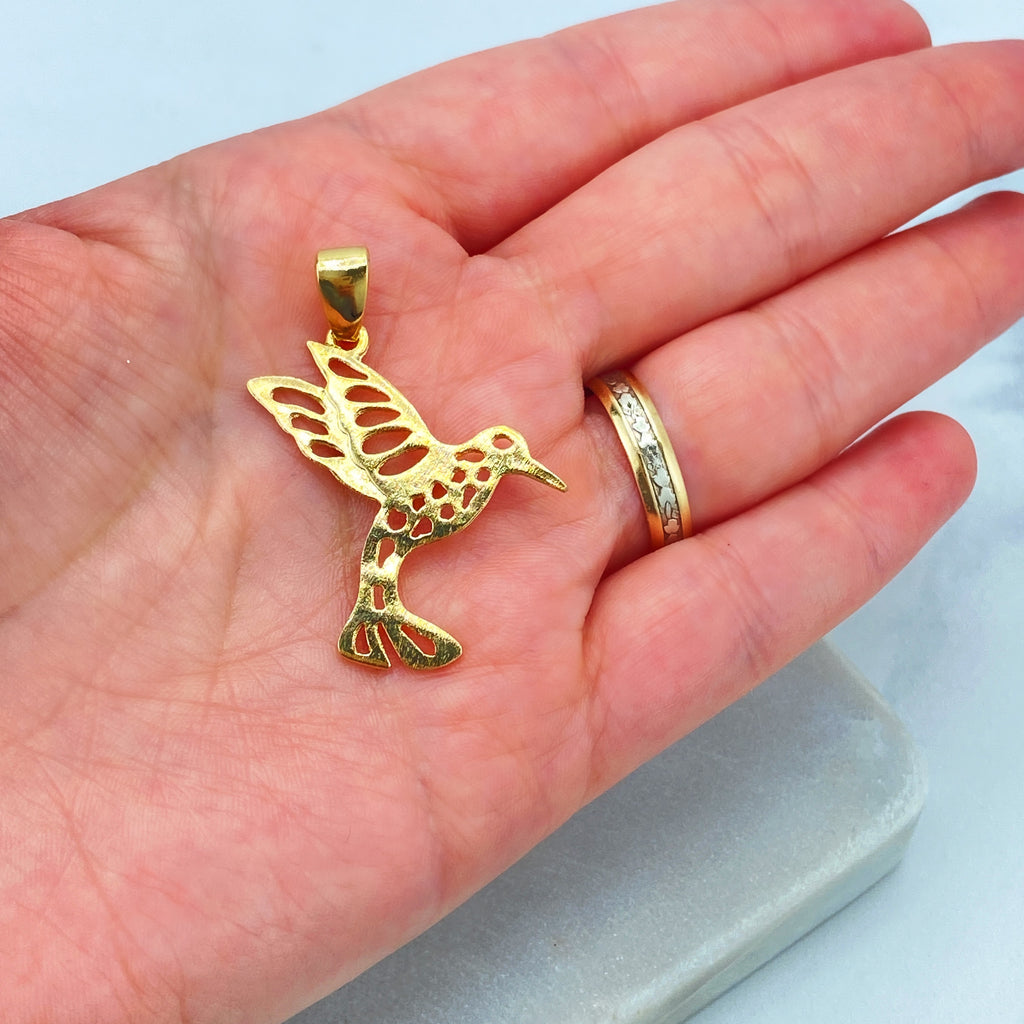 18k Gold Filled Cutout Hummingbird Pendant, Spring Jewelry Inspiration, Bird Pendant