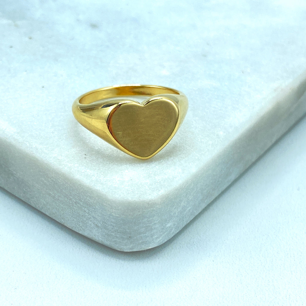 18k Gold Filled Polished Heart Shaper Ring, Heart Signet Ring, Classic & Romantic Ring