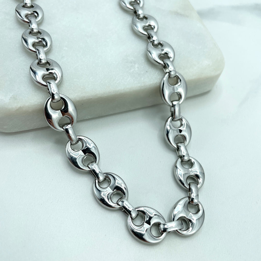 Silver Filled 11mm Puffy Mariner Style Link Chain, Necklace OR Bracelet