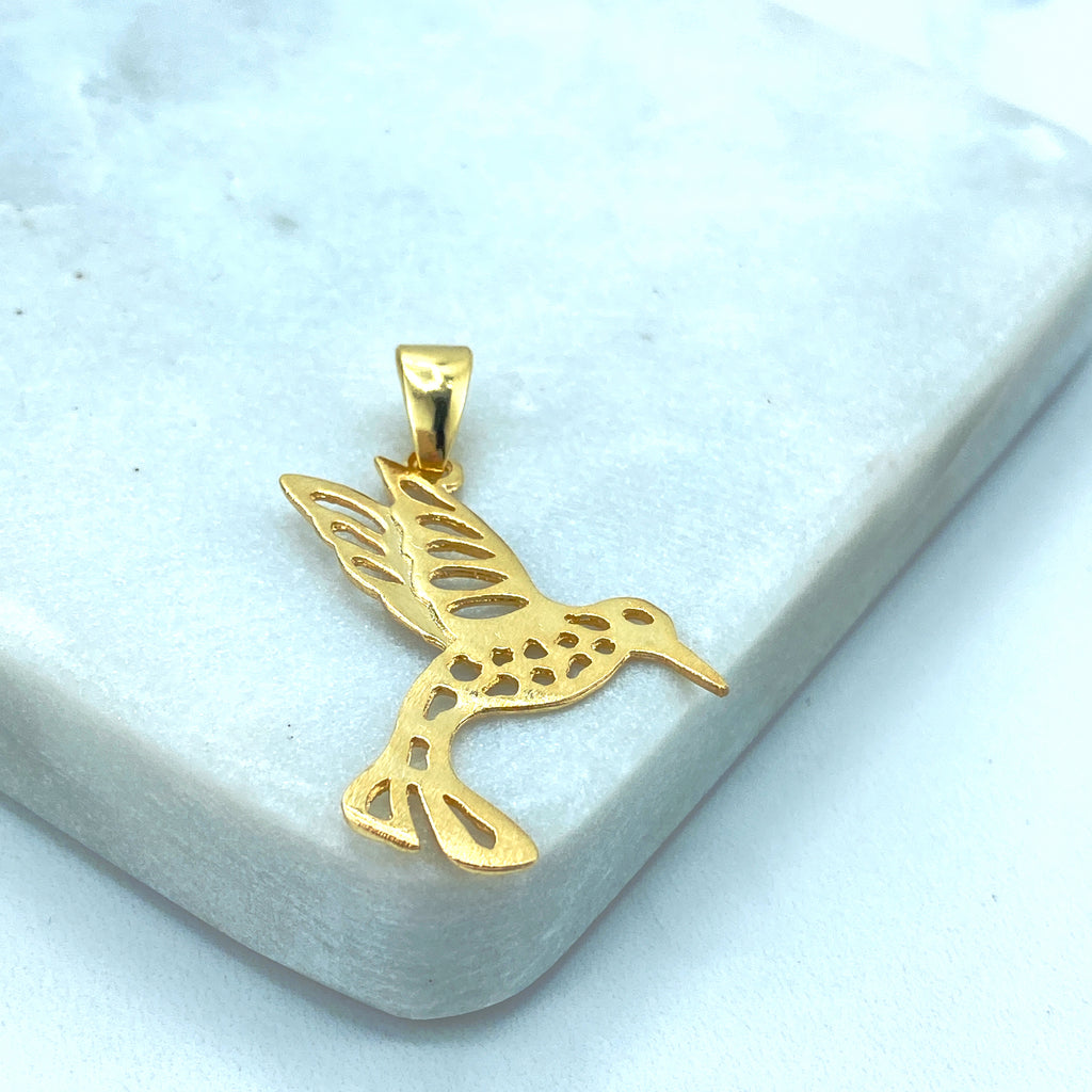 18k Gold Filled Cutout Hummingbird Pendant, Spring Jewelry Inspiration, Bird Pendant
