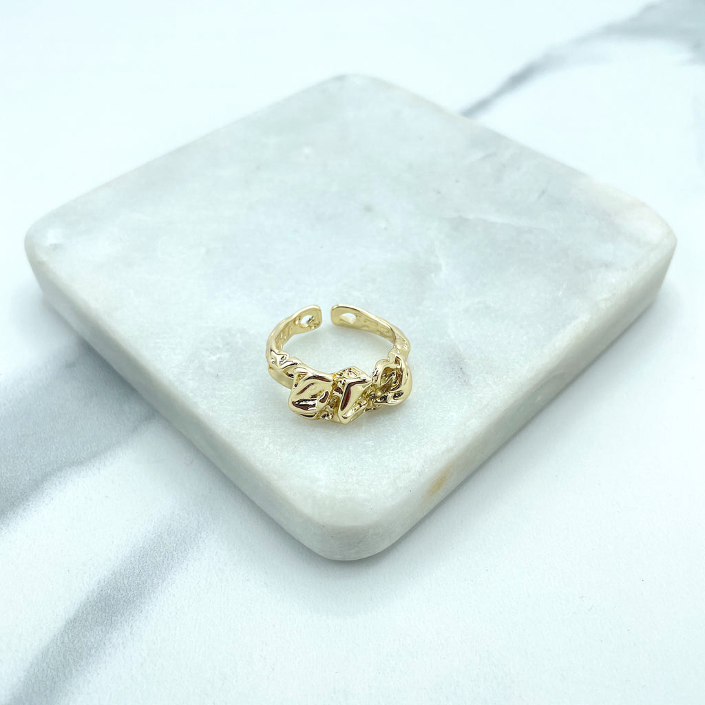 18k Gold Filled Textured Hammered Design Adjustable Ring