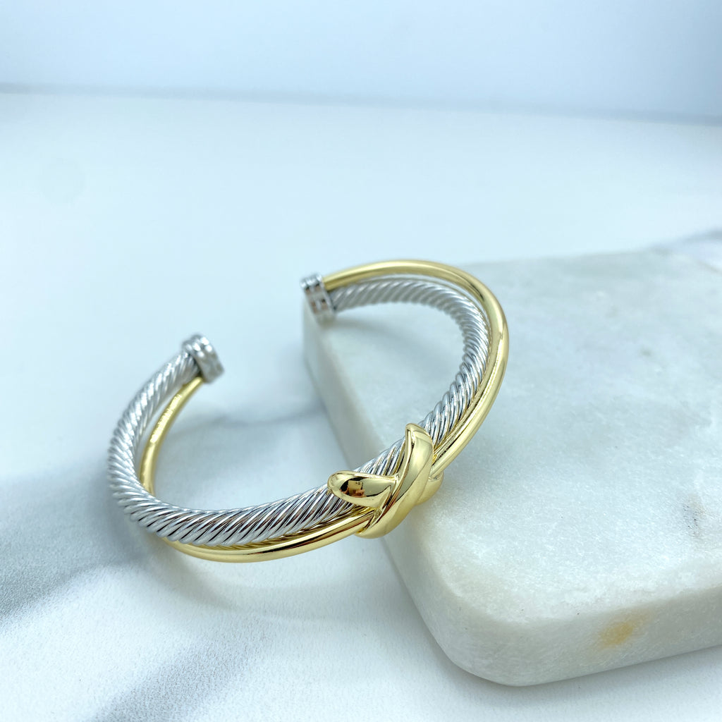 18k Gold Filled & Silver Filled Cable Cuff Bracelets,Gold Knot Cuff,CZ Knot Cuff or Gold Line Knot Cuff
