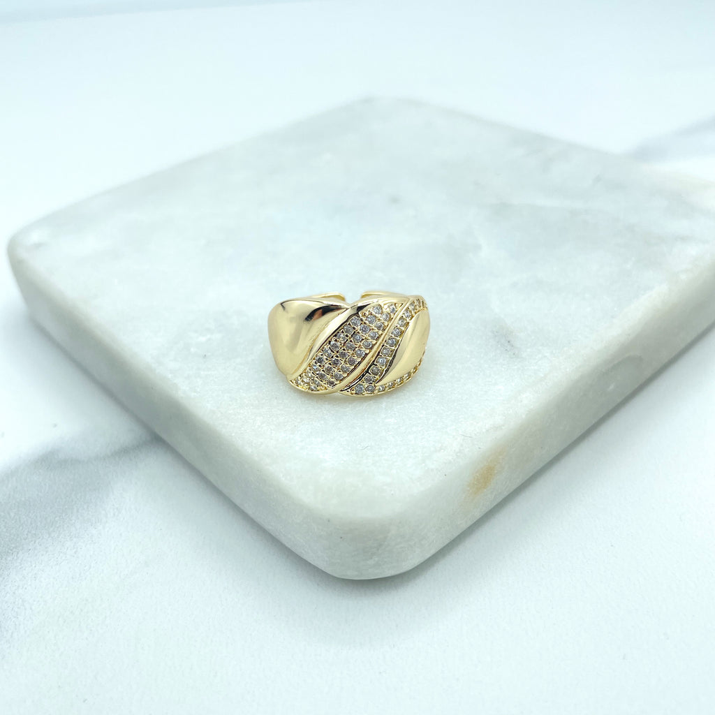 18k Gold Filled Micro Cubic Zirconia Cocktail Ring Style,Micro Pave Cocktail Adjustable Ring