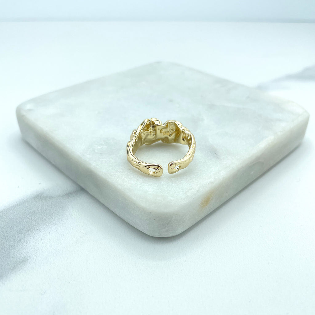 18k Gold Filled Textured Hammered Design Adjustable Ring