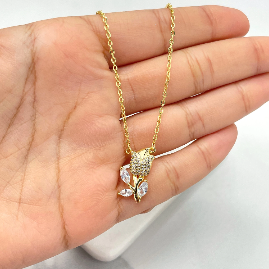 Gold Flower Charm Necklace