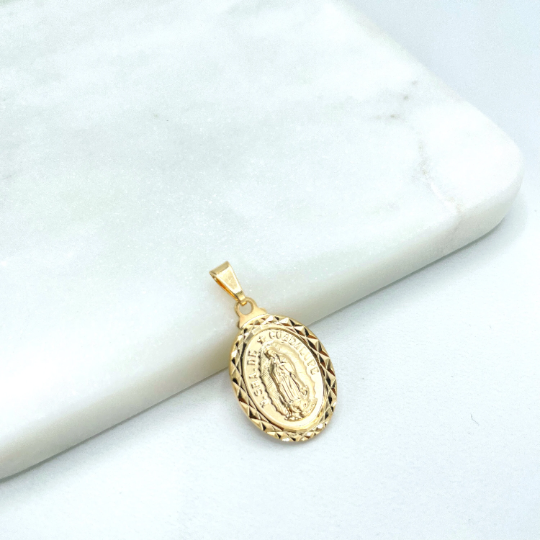 18k Gold Filled Virgen De Guadalupe Oval Medal Charms Wholesale