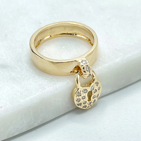Gold Heart Lock Charm - Jewelry Designs