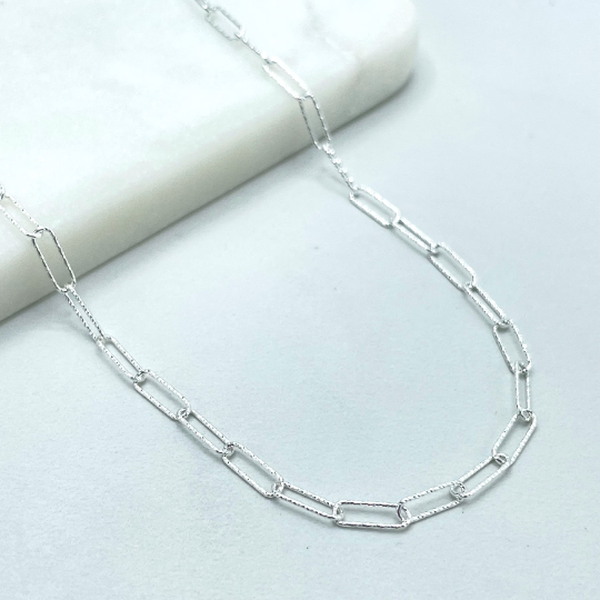 Paperclip Chain Necklace Sterling Silver 16