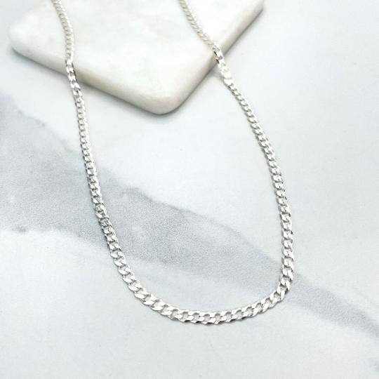 4mm 925 store Sterling Silver Flat Cuban Chain