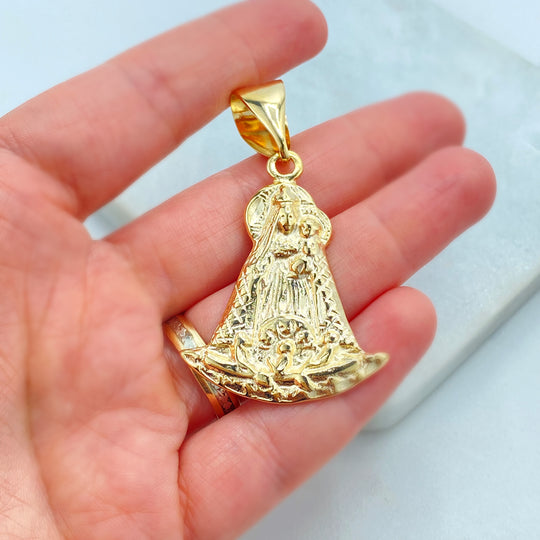 18k Gold Filled Virgen de la Caridad del Cobre Pendant, Saint Caridad Del Cobre Religious Pendant