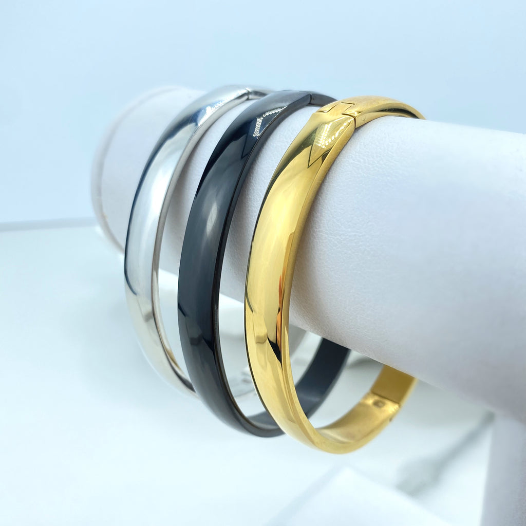 Stainless Steel Silver, Gold or Black Round Cuff Bangle Bracelet, Open Bangles Bracelet, DIY Bangle Gift, Unisex Bracelet