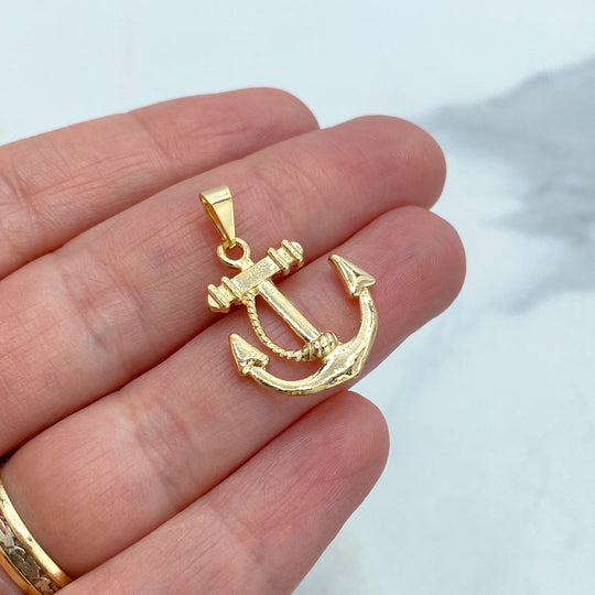 18K Gold Filled Nautical Anchor with Rope Petite Charm, Maritime Ocean Inspiration Pendant