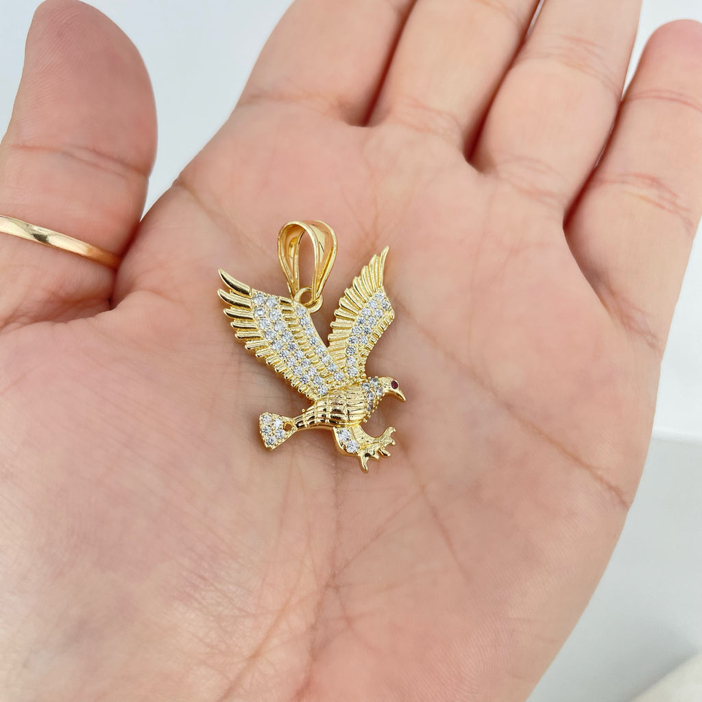 18k Gold Filled CZ Eagle Pendant Flying Bird American Eagle Symbol Pendant