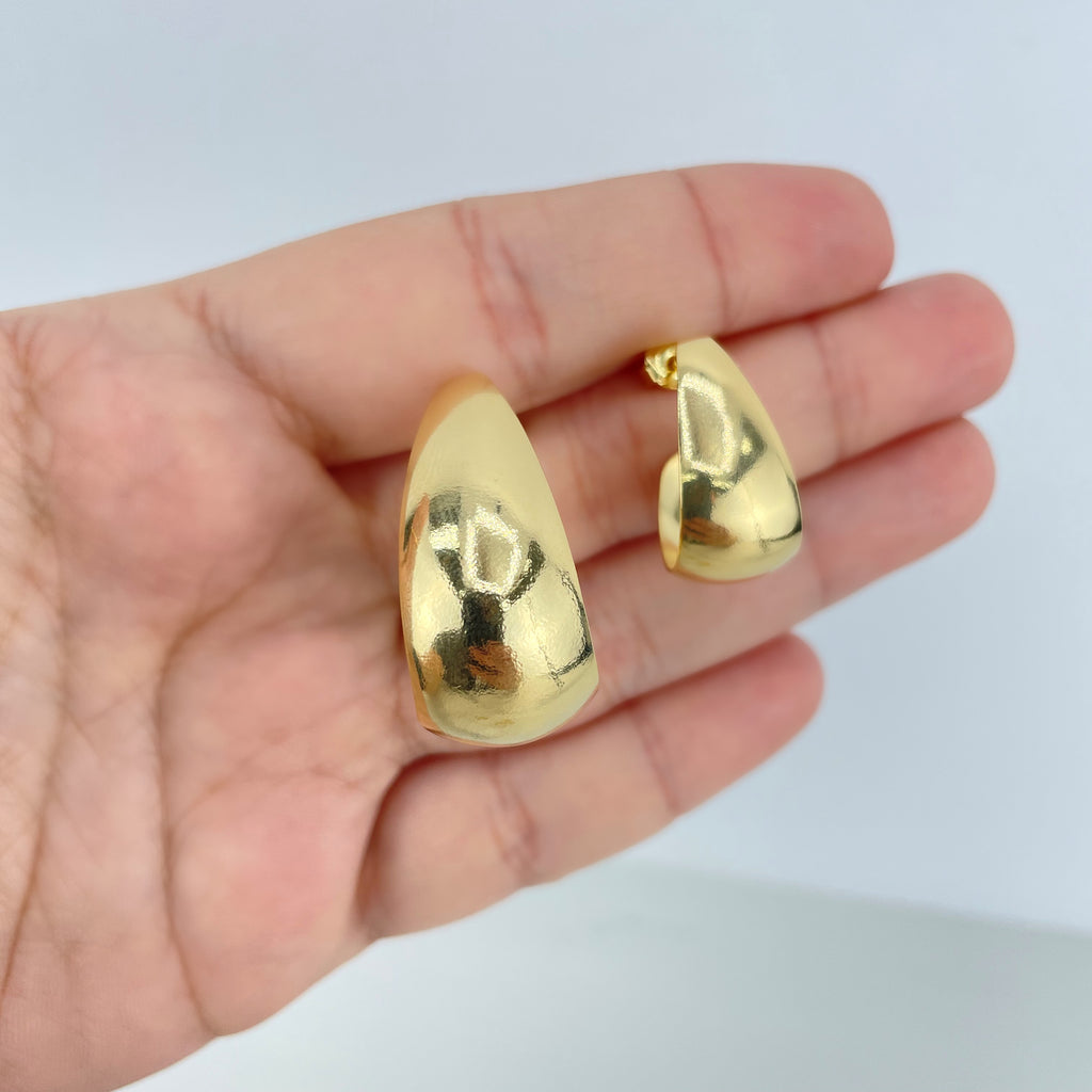 18k Gold Filled Tear Drop C-Hoop Small or Large Earrings