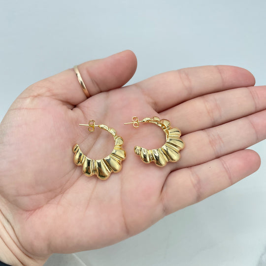 18k Gold Filled 26mm Shrimp Hollow C-Hoop Earrings