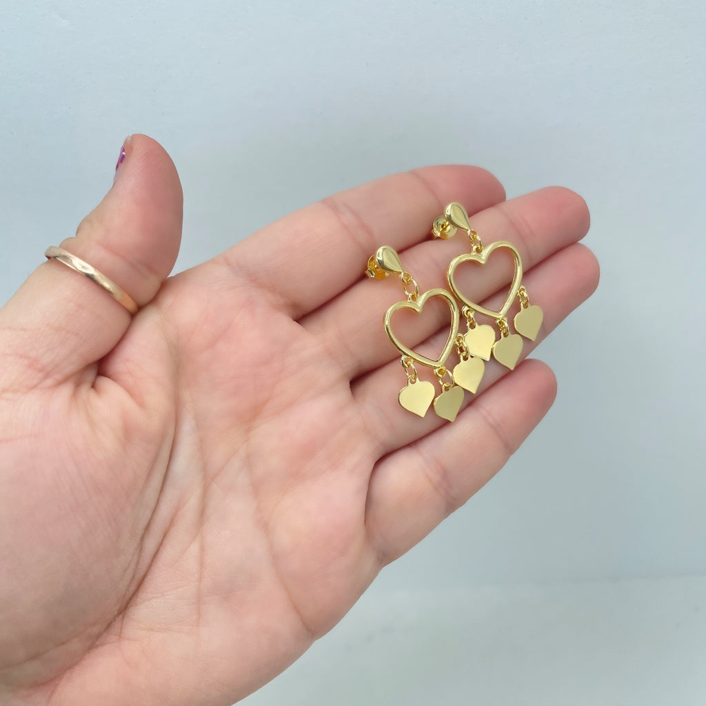 18k Gold Filled Hearts Dangle & Drop Earrings