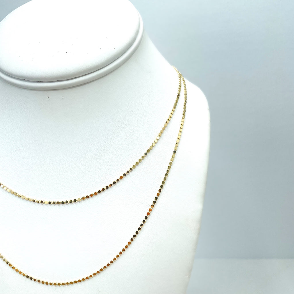 18k Gold Filled 1mm Specialty Dot Chain,Flat Round Shape Chain,16 Inches or 18 Inches long