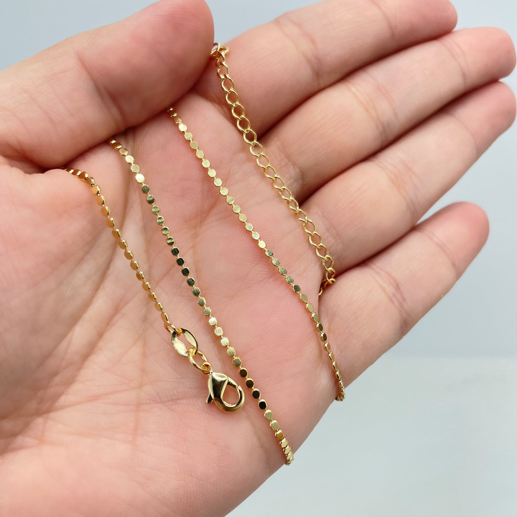 18k Gold Filled 1mm Specialty Dot Chain,Flat Round Shape Chain,16 Inches or 18 Inches long
