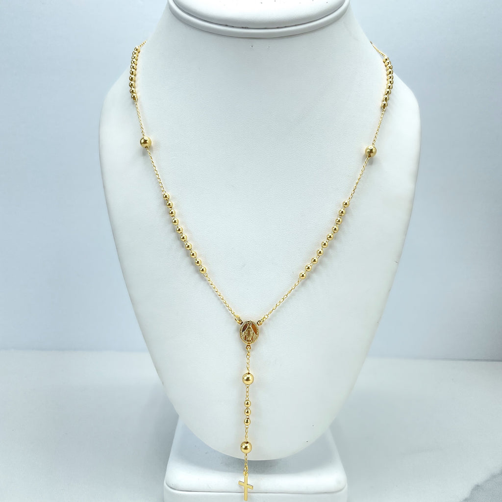 18k Gold Filled La Milagrosa, Miraculous Virgin Gold Beads Rosary with Extender