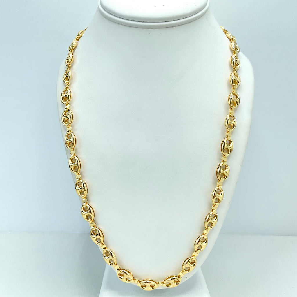 18k Gold Filled 4mm Puffy Mariner Style Link Chain, Necklace or Bracelet