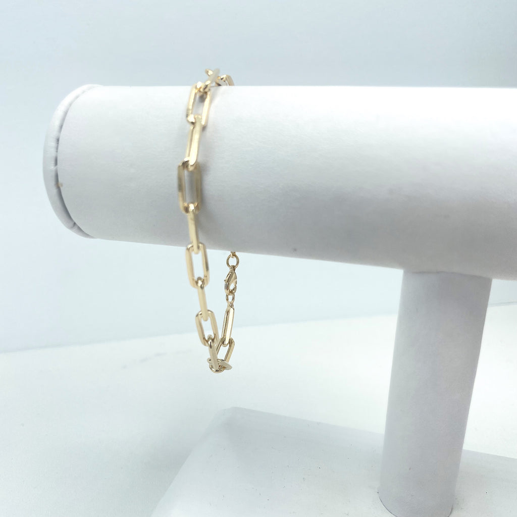 18k Gold Filled 5mm Paperclip Linked Chain Bracelet OR Anklet