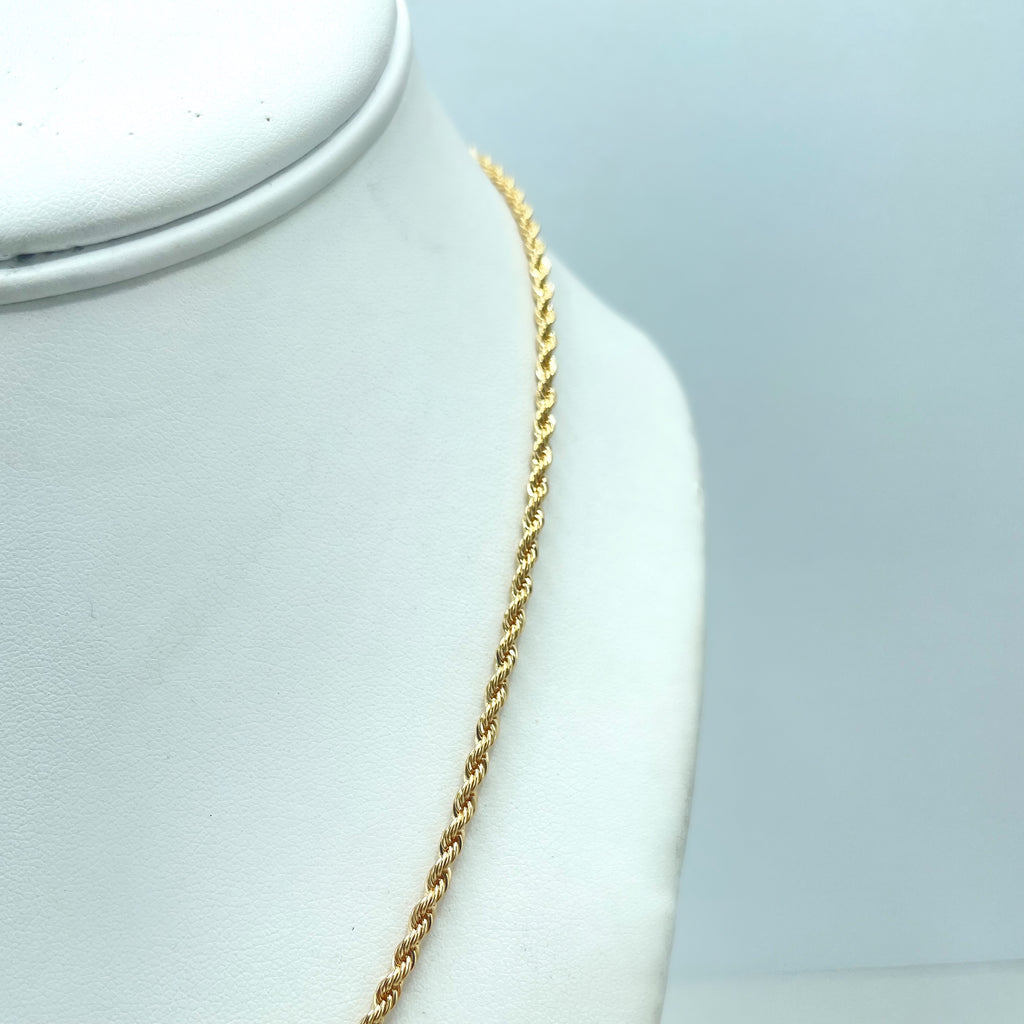 18k Gold Filled 2mm Rope Chain with 17.5 Inches Long