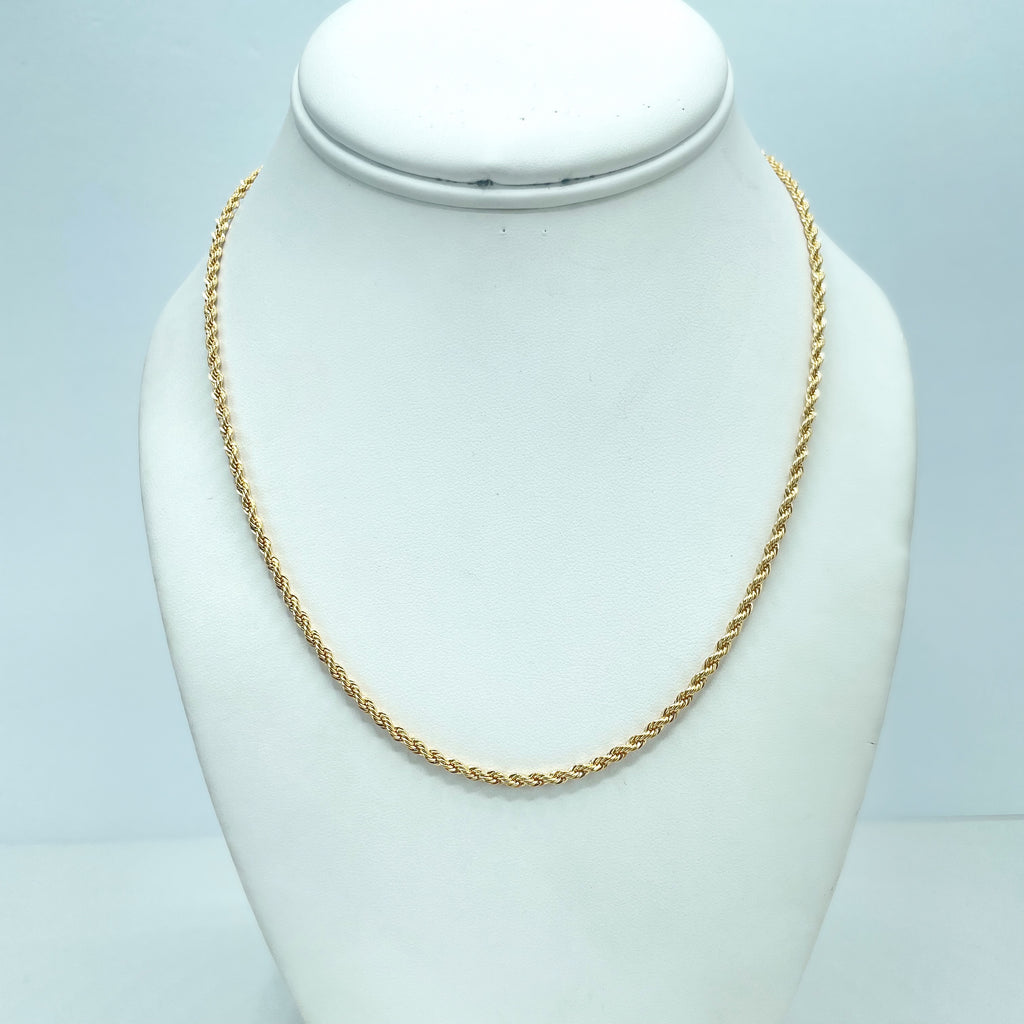 18k Gold Filled 2mm Rope Chain with 17.5 Inches Long