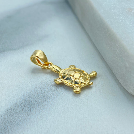 18k Gold-Filled Turtle Charm with Textured Shell Design, Symbolizing Longevity and Wisdom, For DIY Jewelry Creations
