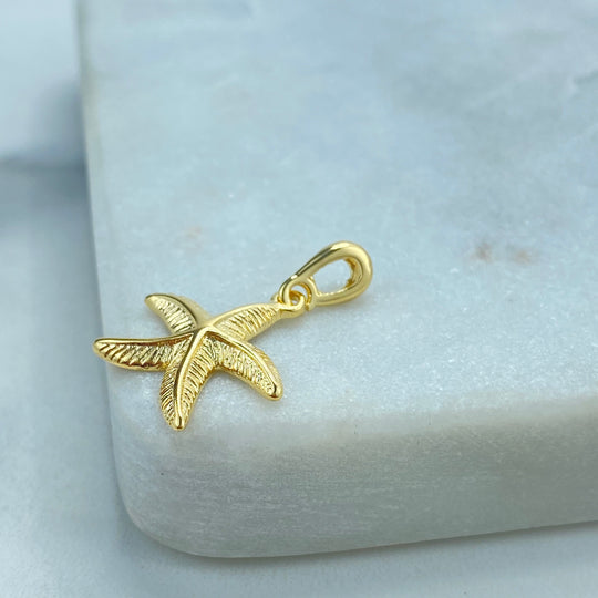 18k Gold-Filled Starfish Charm with Textured Details, Symbolizing Renewal and Guidance, Perfect for DIY Jewelry Creations