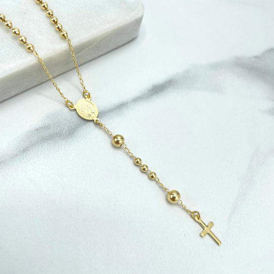 18k Gold Filled La Milagrosa, Miraculous Virgin Gold Beads Rosary with Extender