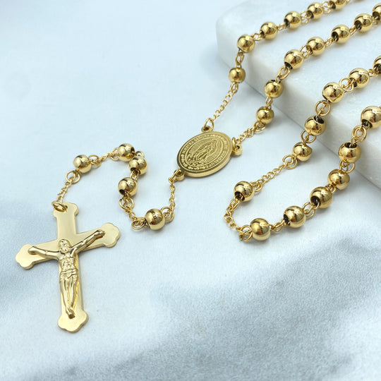 Stainless Steel Beaded Rosary with 'Nuestra Señora de Guadalupe' Charm, 13 Inches, Our Lady of Guadalupe