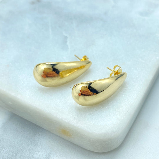 18k Gold Filled Gold Dome Earrings, Vintage Drop Shape Earrings, Teardrop Shape Earrings, Dainty Taer Earrings
