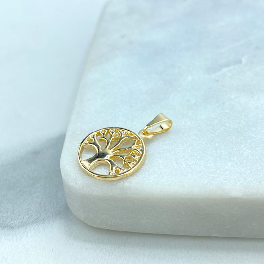 18k Gold Filled Tree of Life Charm, Tree of Life Round Small Pendant Charm, Medallion Tree of Life Charm Pendant, Wholesale Jewelry
