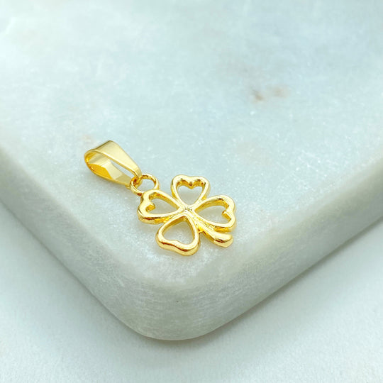 18k Gold Filled Cutout Clover Charm Pendant, Lucky and Protection Charm