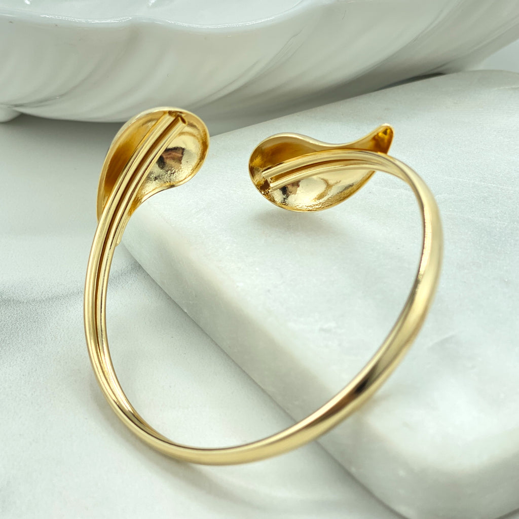 18k Gold Filled Teardrop Shape Light and Hollow Stud Earrings, Cuff Bracelet or Necklace