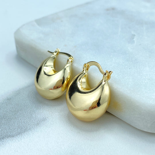 18k Gold Filled Bold and Chunky Earrings, Modern Chunky Earrings, Dome Shaped Hoop Closed Earrings