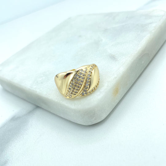 18k Gold Filled Micro Cubic Zirconia Cocktail Ring Style,Micro Pave Cocktail Adjustable Ring