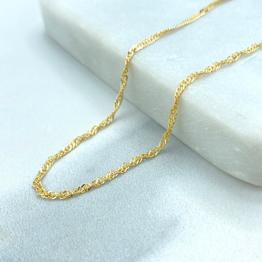18k Gold Filled Singapore Chain, 16 Inches, 18 Inches or 20 Inches, Singapore Chain with 1mm Thickness, Singapore DIY Chain, Wholesale Jewelry