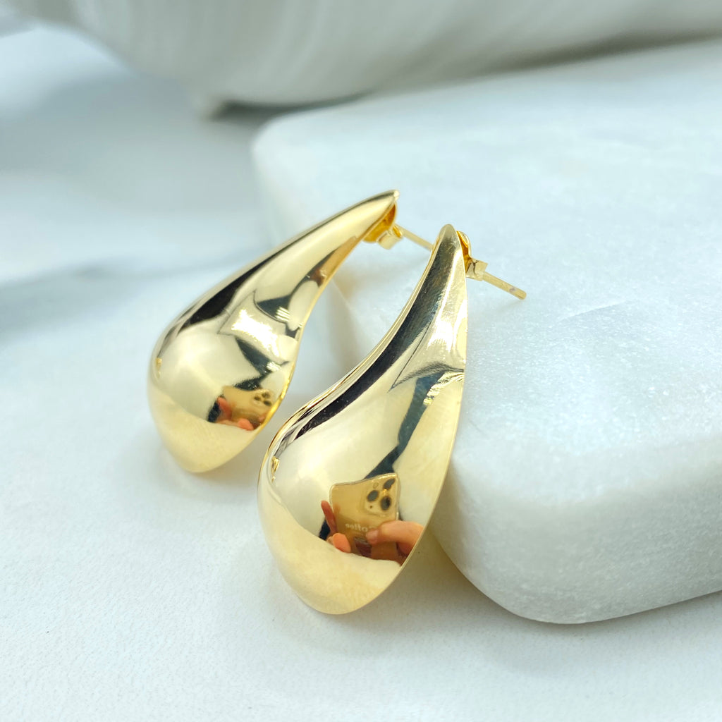 18k Gold Filled Teardrop Shape Light and Hollow Stud Earrings, Cuff Bracelet or Necklace