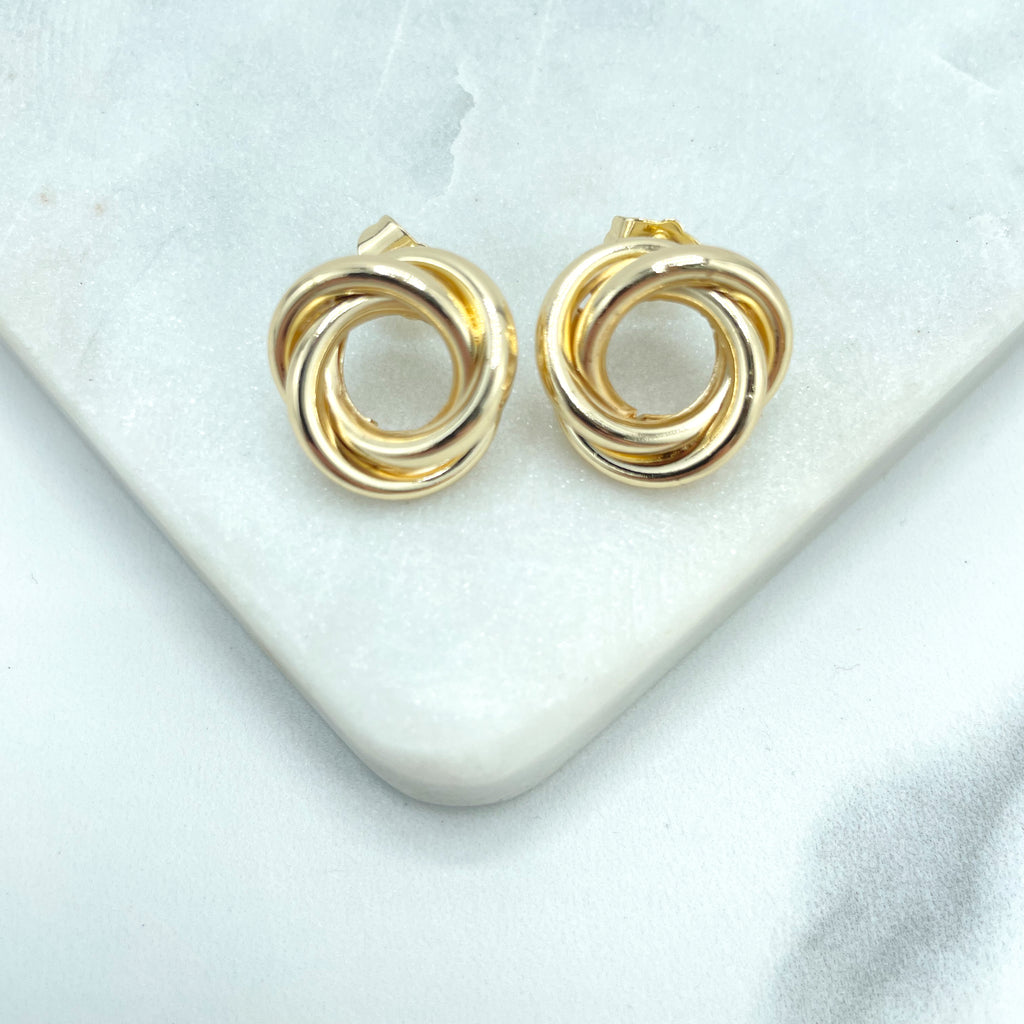 18k Gold Filled Twisted Spring Chain Stud Earrings,  Twist "Roses" Hoop Earrings