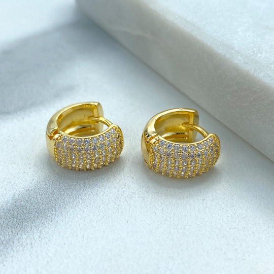 18k Gold Filled Minimalist Huggie Earrings with Micro Pave, Huggie with Micro CZ, Classic Huggie