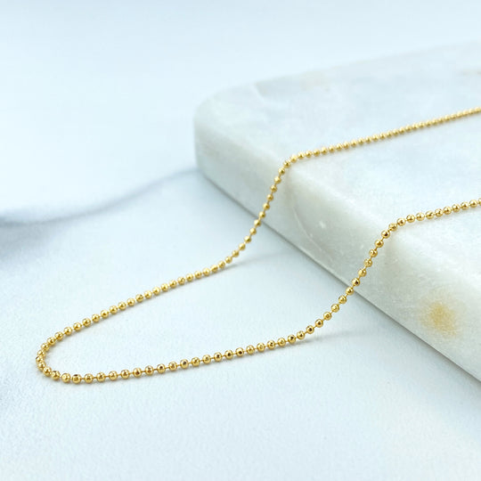 18k Gold Filled 1mm Bead Ball Link Chain, Beaded Necklace Chain, Ball Necklace Chain, Dainty Necklace, DIY Beaded Chain