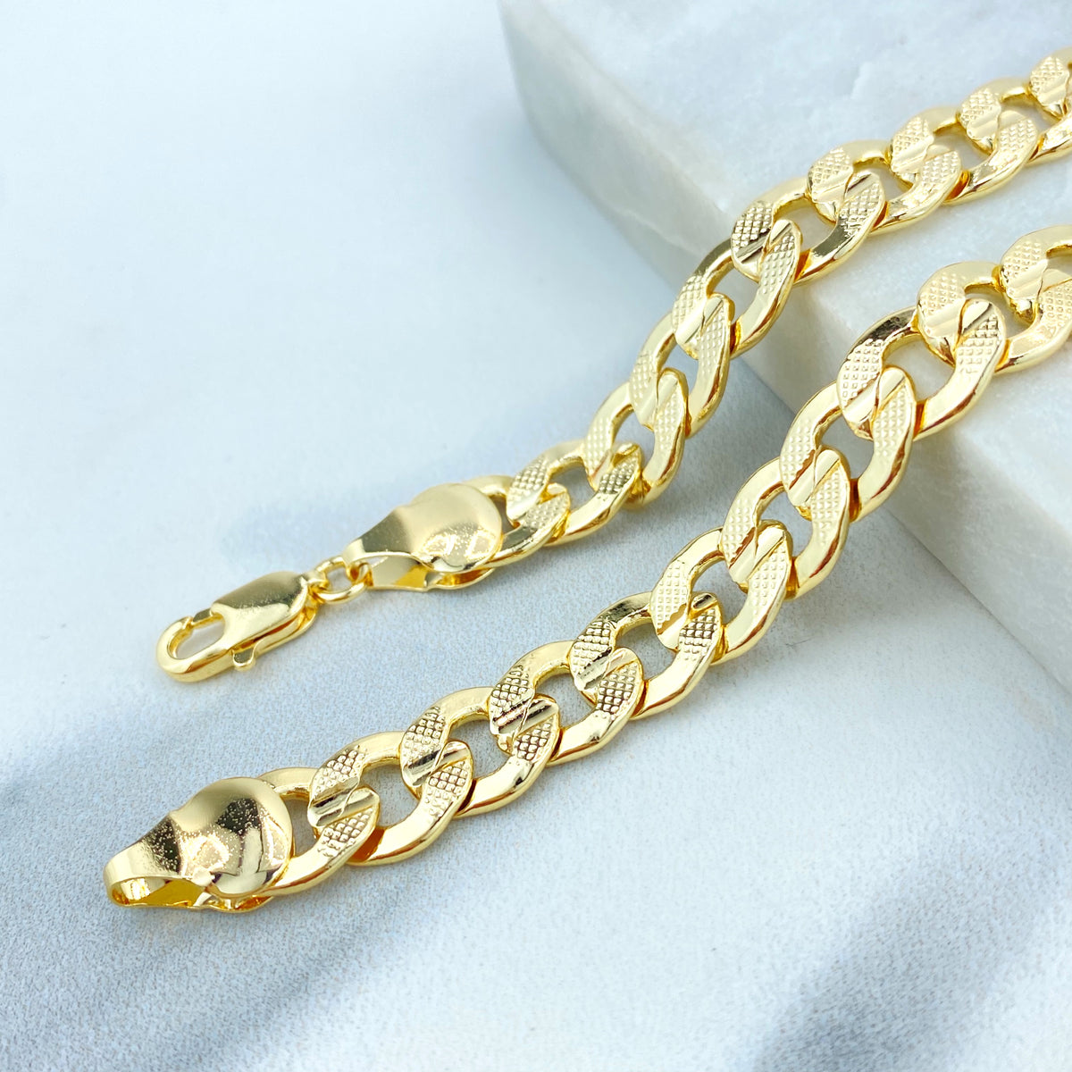 18k Gold Filled 9mm Curb Link Chain with Diamond Cut, Chain ou Bracele ...