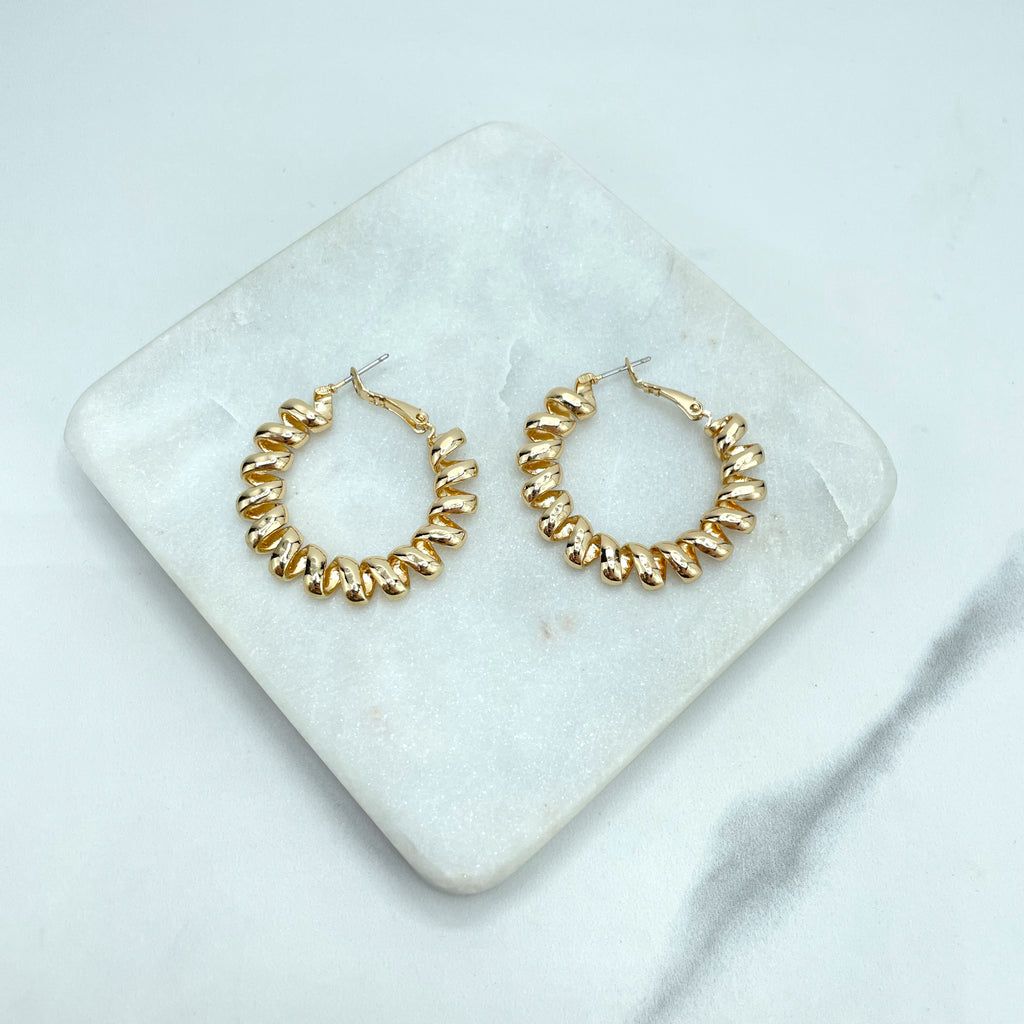 18k Gold Filled 36mm Twisted Spiral Gold Hoop Earrings