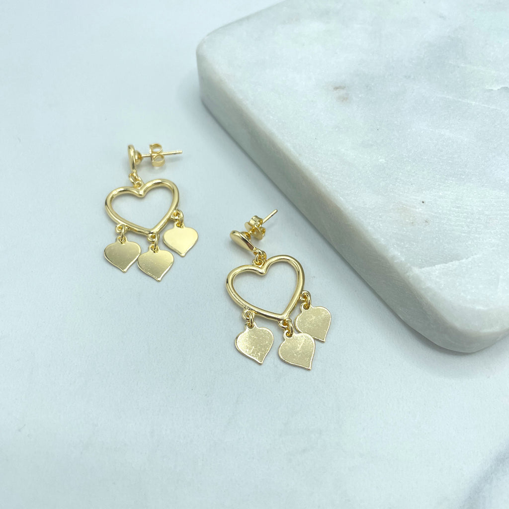 18k Gold Filled Hearts Dangle & Drop Earrings