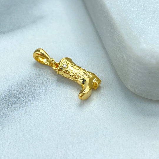 18k Gold Filled Cowboy Boot Charm with Detailed Embossing, 3D Cowboy Boot Pendant, Symbolizing Adventure and Freedom