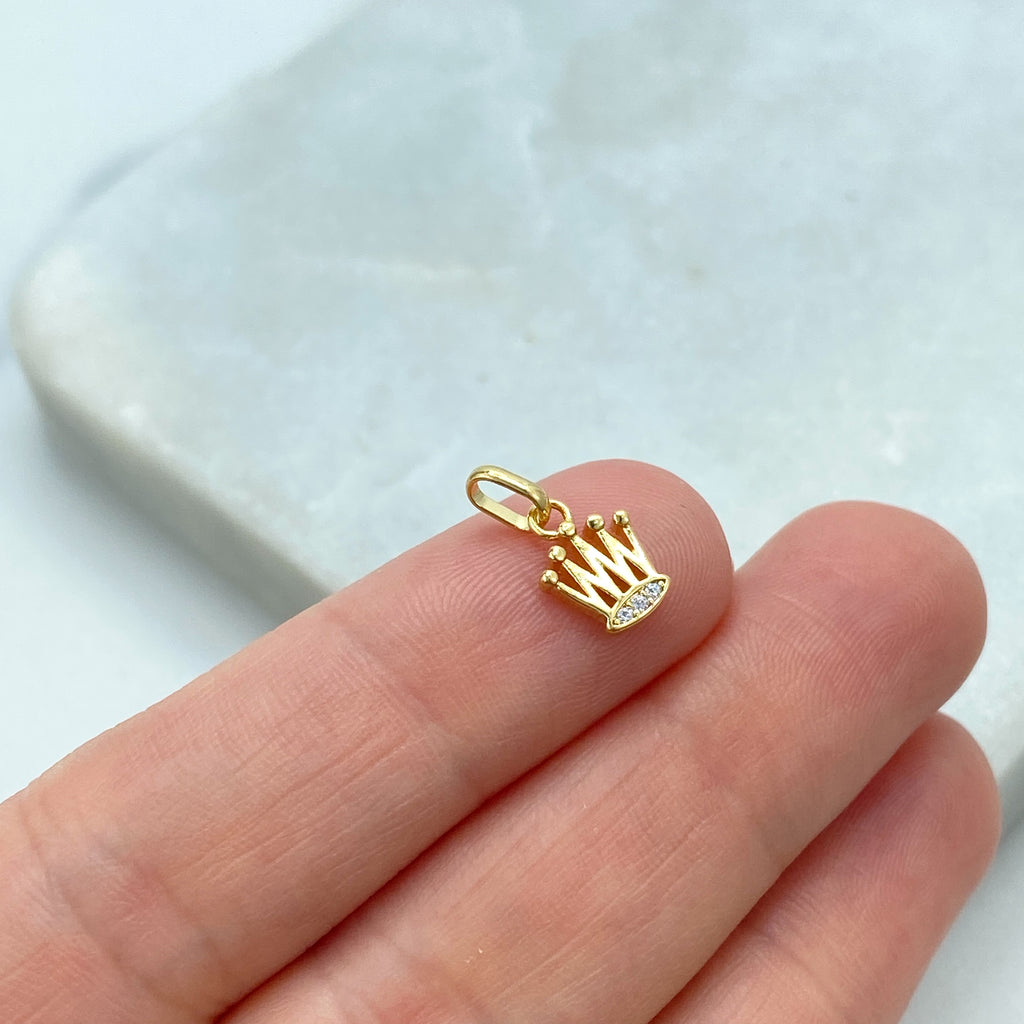 18k Gold Filled Crown Charm, Petite CZ Crown Pendant, Dainty Queen Jewelry, Royal Charm, Bulk Order