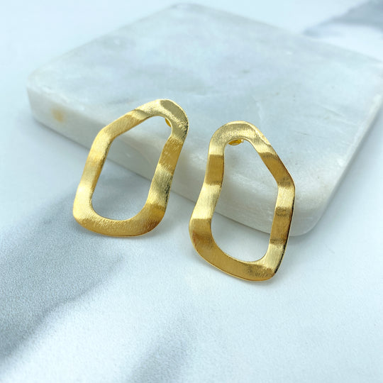 18k Gold Filled Oval Texturized & Irregular Earrings, Modern Earrings