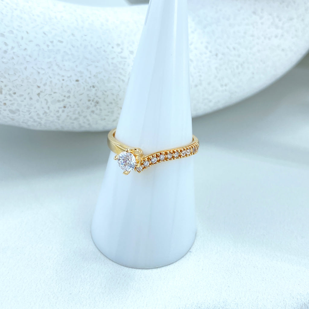 14k Solid Gold Solitaire Ring featuring CZ, 14k Solid Gold Wedding Engagement Solitaire Ring